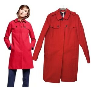 Brooks Brothers Women's 10 NEW Red Classic Trench Coat Red Check Lined $348